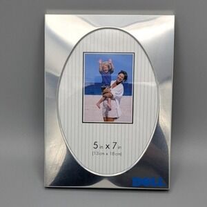 Dell Computer Picture Frame Silver 5x7 Photo‎ Oval Shiny Chrome Flaw